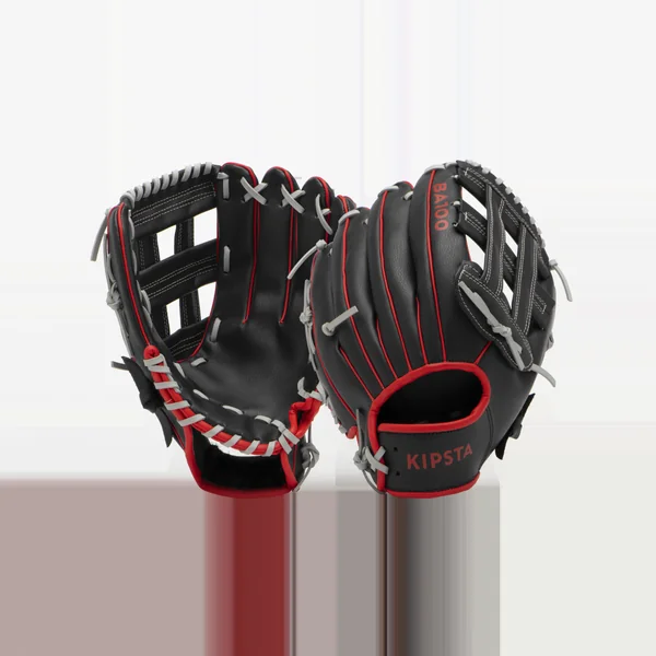 Gant de Baseball Adulte pour Lanceur Droitier BA100 - Noir/Rouge