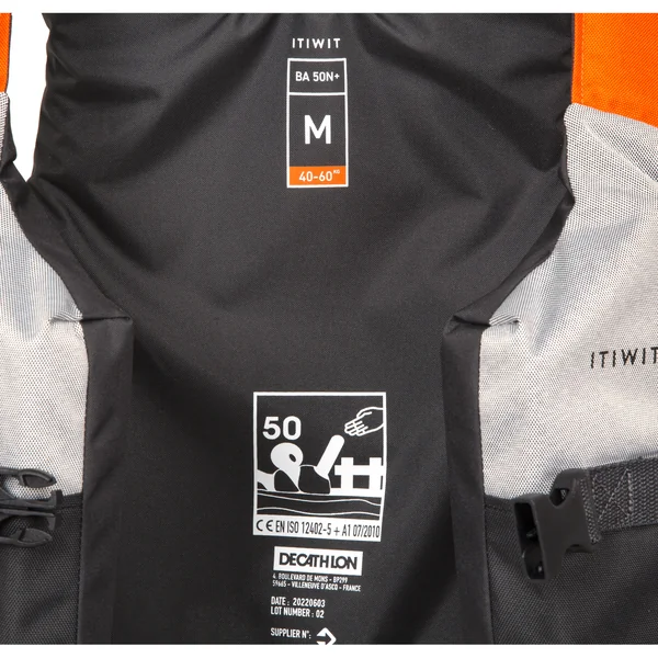 Gilet aide à la flottabilité 50n+ gris kayak stand up paddle dériveur