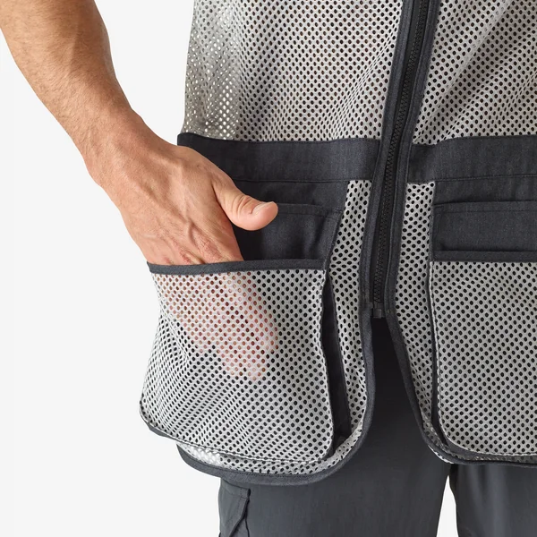 GILET BALL TRAP 100 GRIS NOIR