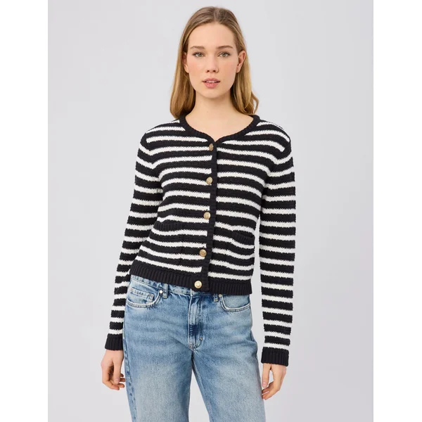 Gilet boutonné rayé Noir
