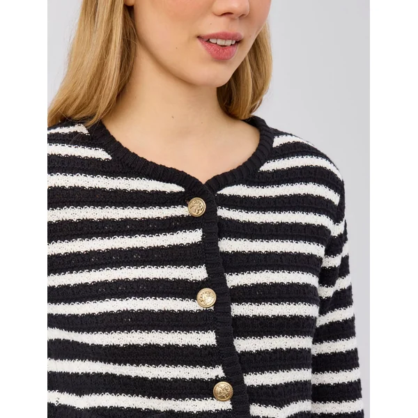 Gilet boutonné rayé Noir