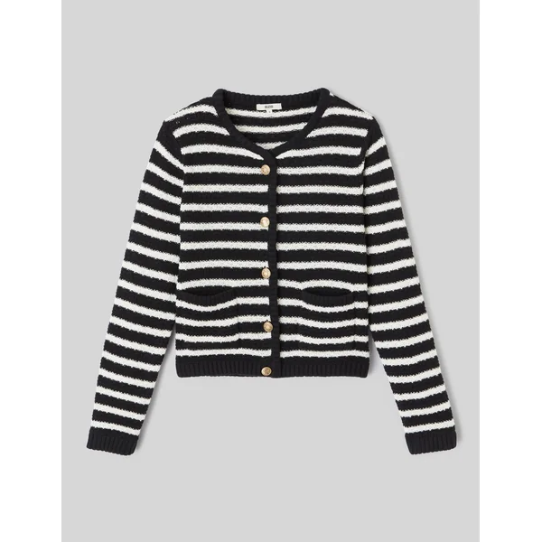 Gilet boutonné rayé Noir