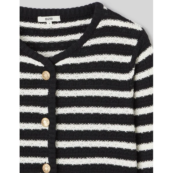Gilet boutonné rayé Noir