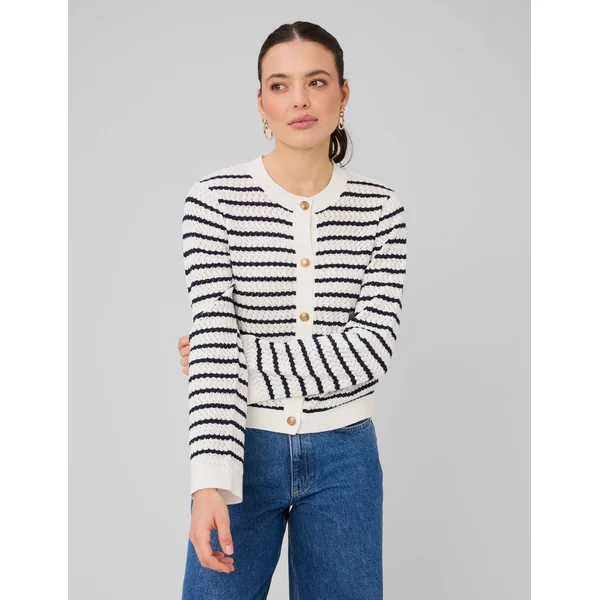 Gilet boutonné à rayures Bleu foncé