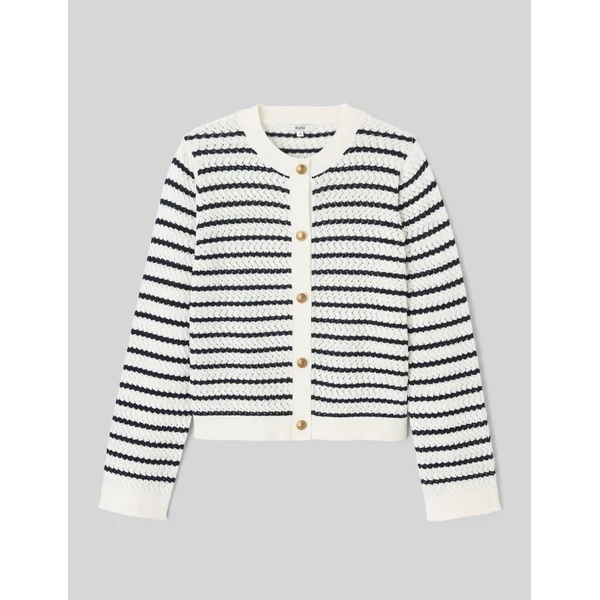 Gilet boutonné à rayures Bleu foncé