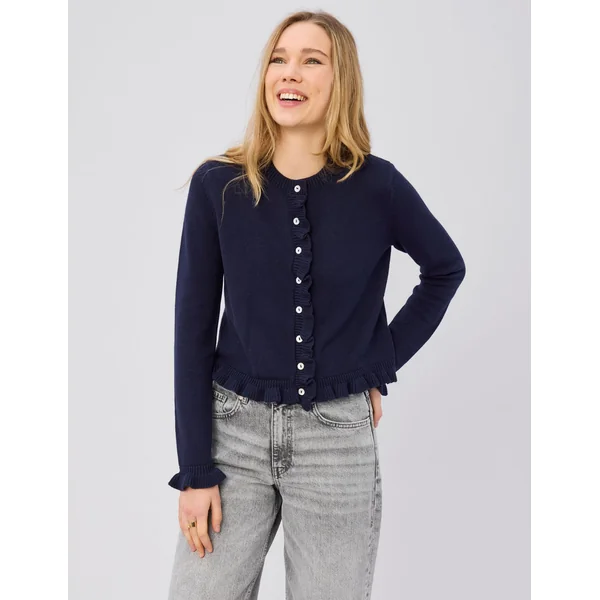 Gilet boutonné à volants Bleu foncé