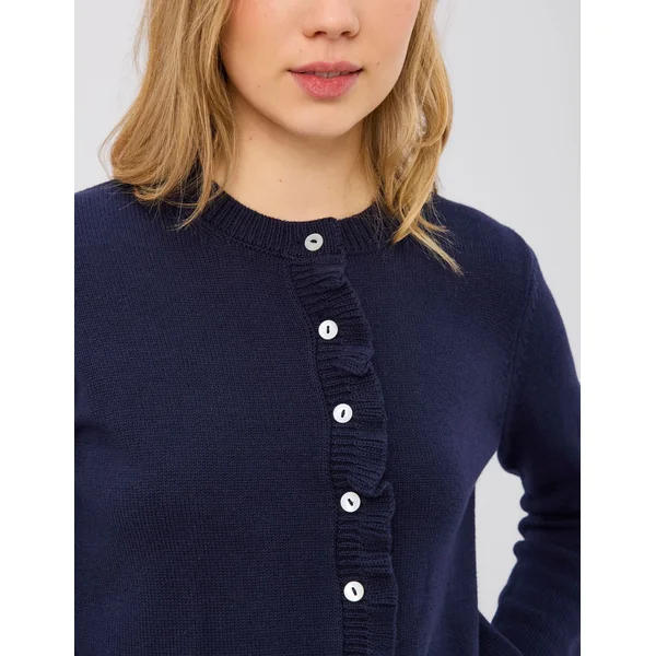Gilet boutonné à volants Bleu foncé