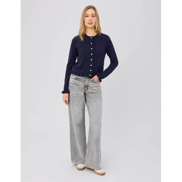 Gilet boutonné à volants Bleu foncé