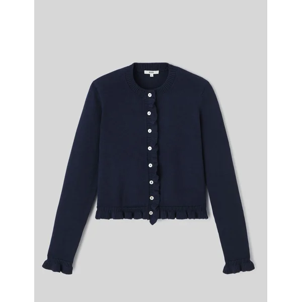 Gilet boutonné à volants Bleu foncé