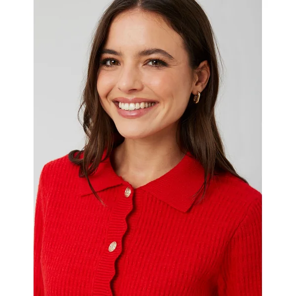 Gilet col polo boutonné Rouge
