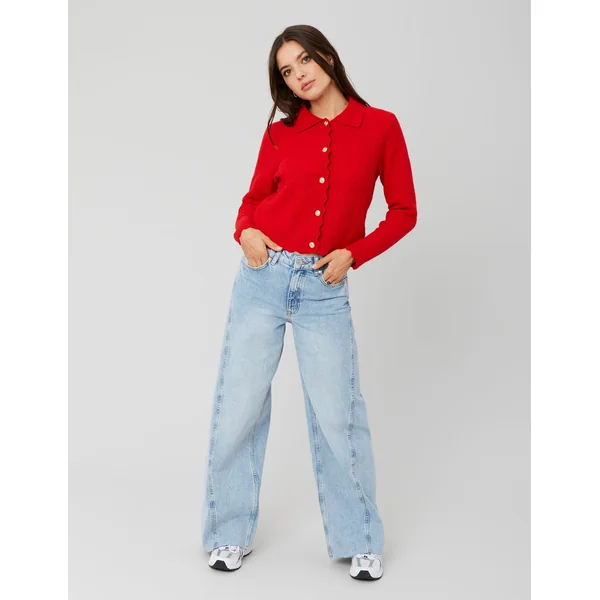 Gilet col polo boutonné Rouge