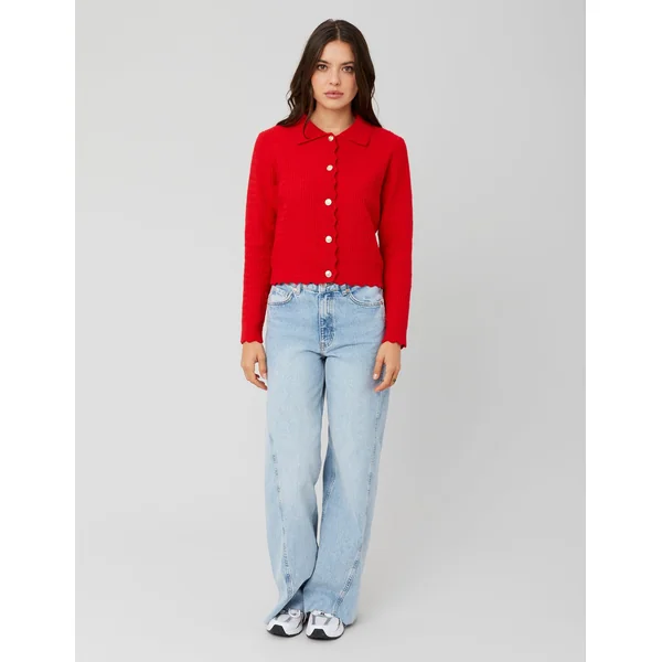 Gilet col polo boutonné Rouge