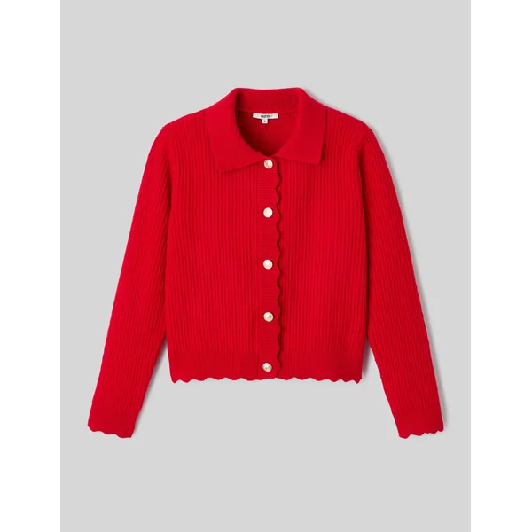 Gilet col polo boutonné Rouge