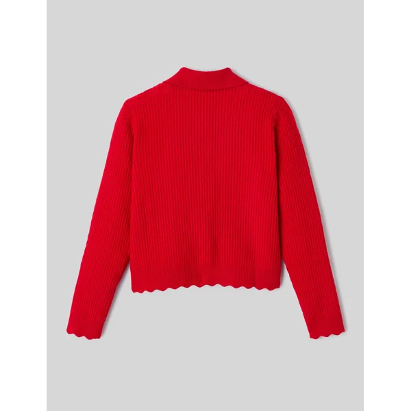 Gilet col polo boutonné Rouge
