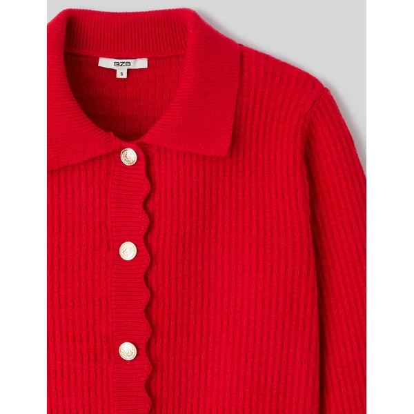 Gilet col polo boutonné Rouge