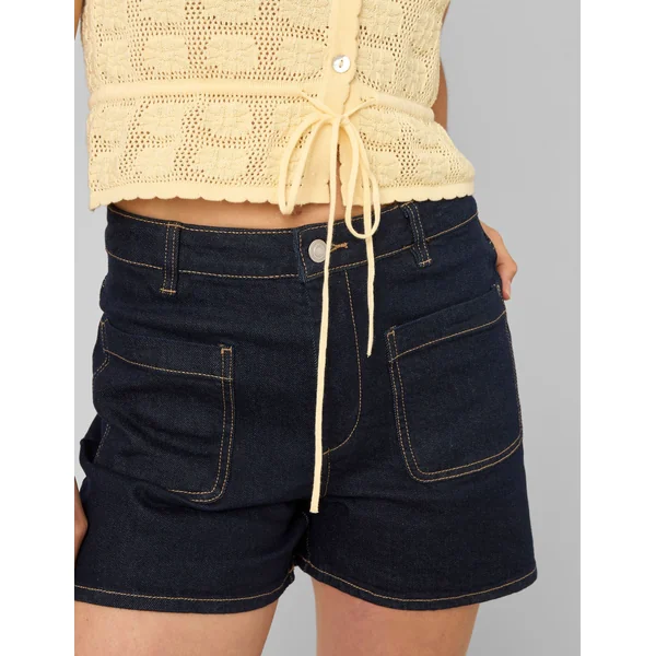 Gilet col polo en crochet JAUNE PASTEL