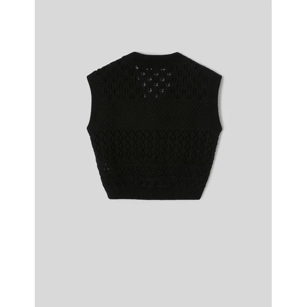 gilet court en crochet Noir
