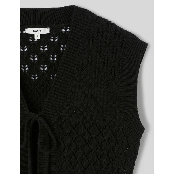 gilet court en crochet Noir