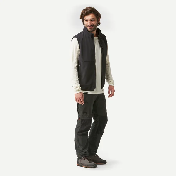 Gilet de trek coupe-vent softshell homme, MT100 noir
