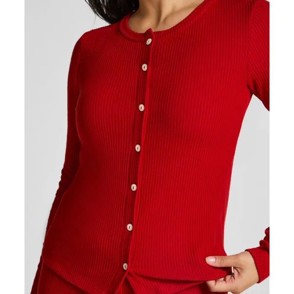 Gilet en Jersey Côtelé - Rouge