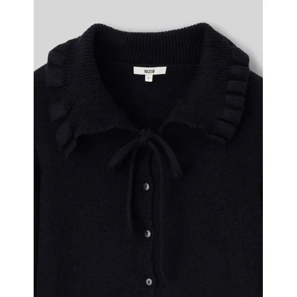 Gilet maxi col Bleu foncé