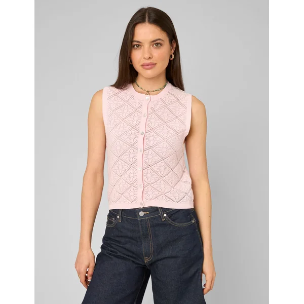 Gilet sans manches en crochet Rose pâle