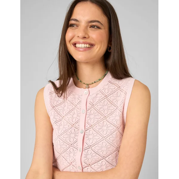 Gilet sans manches en crochet Rose pâle