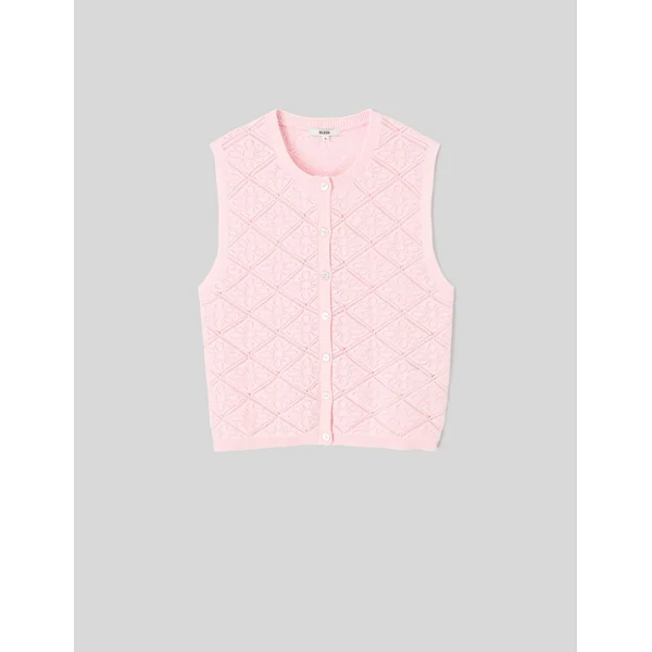 Gilet sans manches en crochet Rose pâle