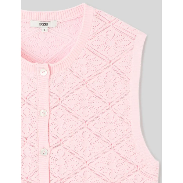 Gilet sans manches en crochet Rose pâle