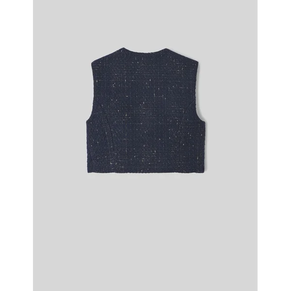 Gilet sans manches en tweed Bleu foncé