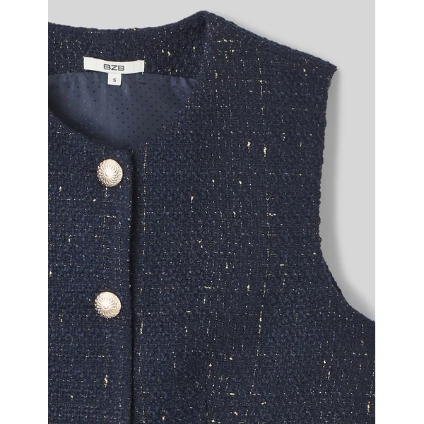 Gilet sans manches en tweed Bleu foncé