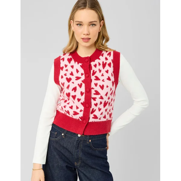 Gilet sans manches motif cœur Rose pâle
