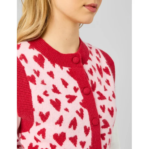Gilet sans manches motif cœur Rose pâle