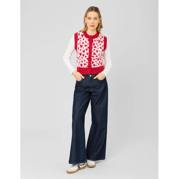 Gilet sans manches motif cœur Rose pâle