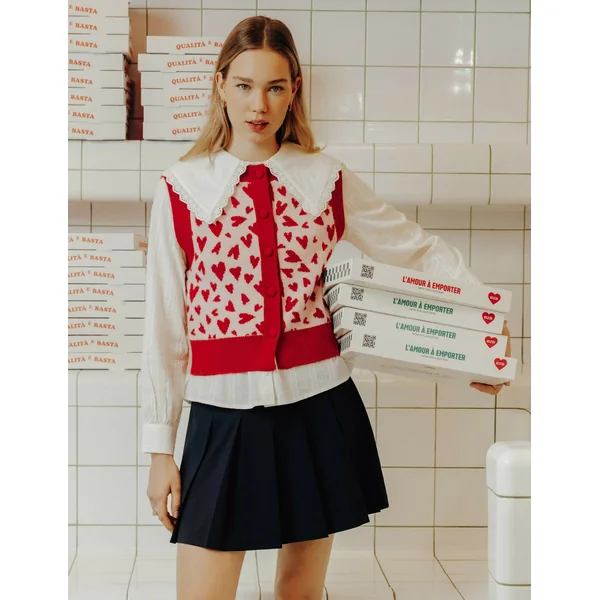 Gilet sans manches motif cœur Rose pâle