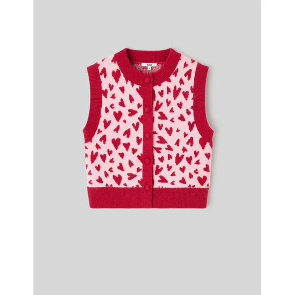 Gilet sans manches motif cœur Rose pâle
