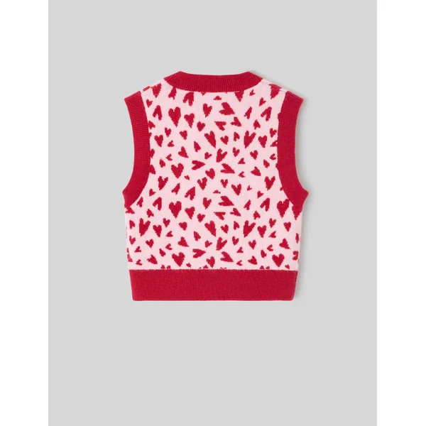 Gilet sans manches motif cœur Rose pâle