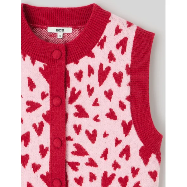 Gilet sans manches motif cœur Rose pâle