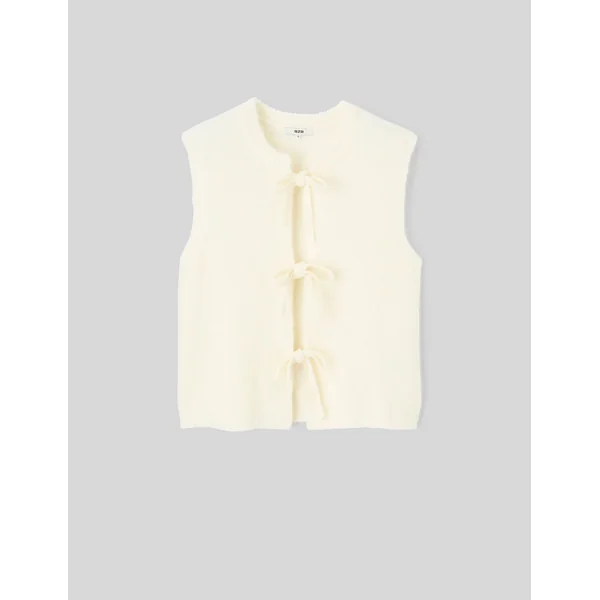 Gilet sans manches à nœuds Blanc écru