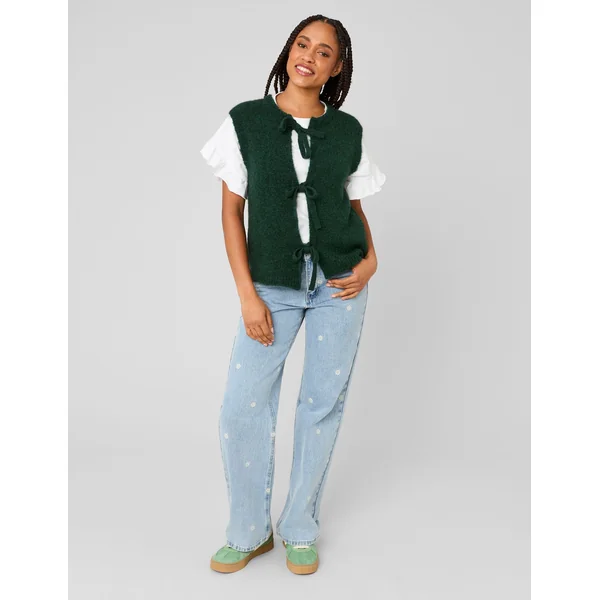 Gilet sans manches à nœuds Kaki foncé