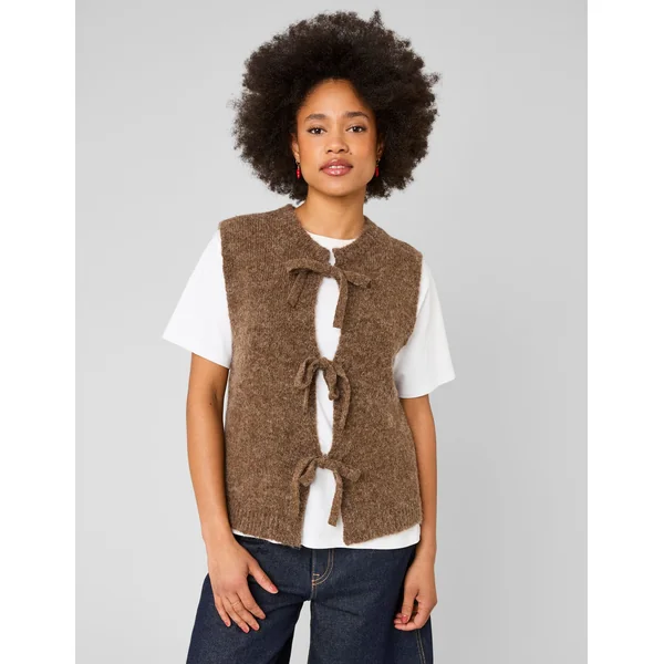 Gilet sans manches à nœuds Marron foncée