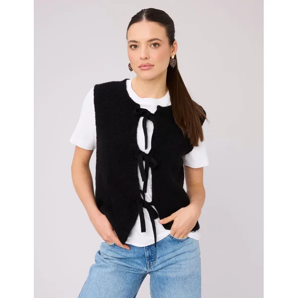 Gilet sans manches à nœuds Noir