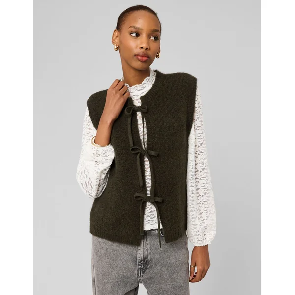 Gilet sans manches à nœuds Vert kaki