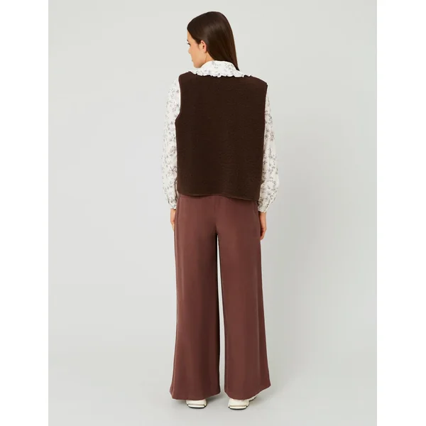 Gilet sherpa sans manches Marron foncée
