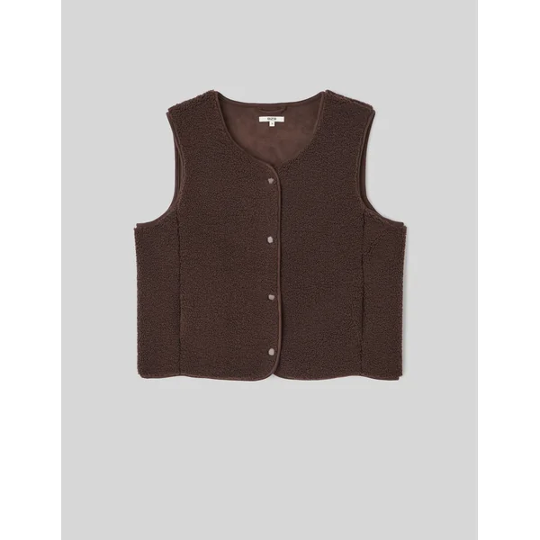 Gilet sherpa sans manches Marron foncée
