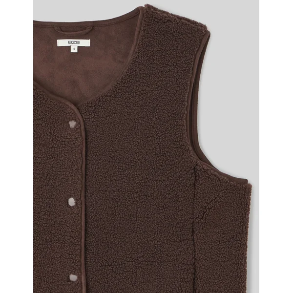 Gilet sherpa sans manches Marron foncée