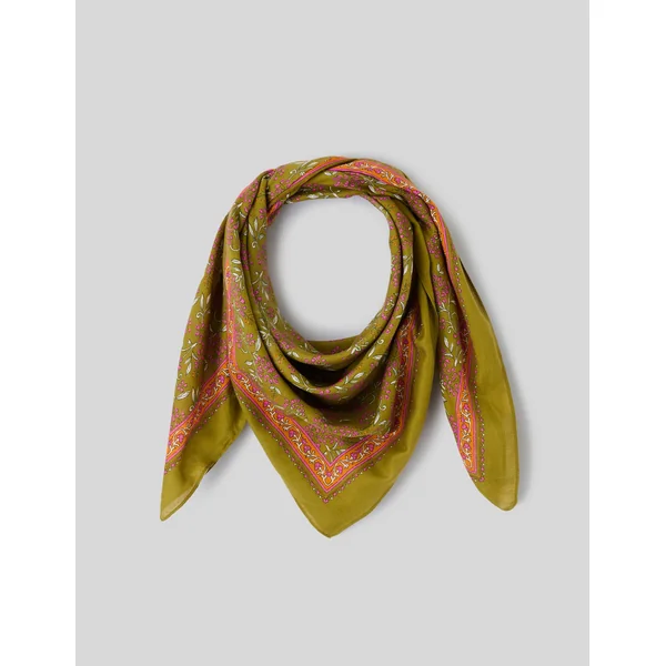 Grand foulard coton imprimé Vert kaki