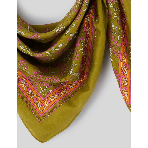 Grand foulard coton imprimé Vert kaki