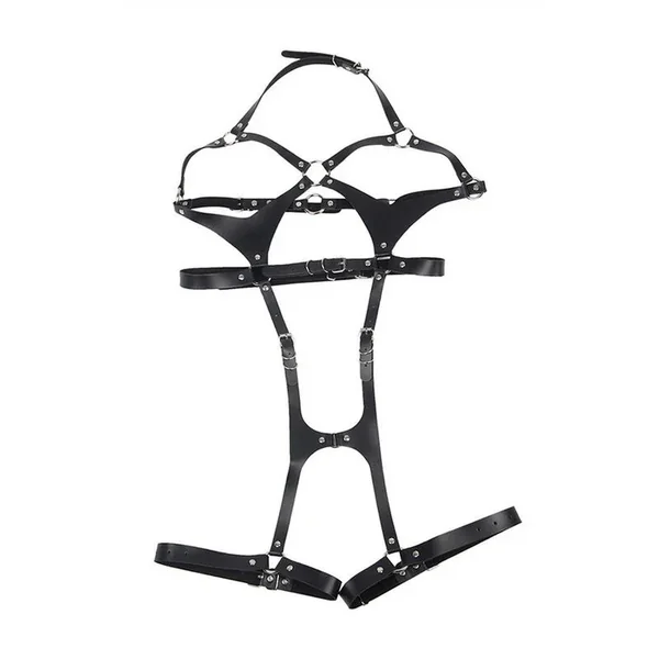 Harnais cuir & anneaux métalliques intégral
