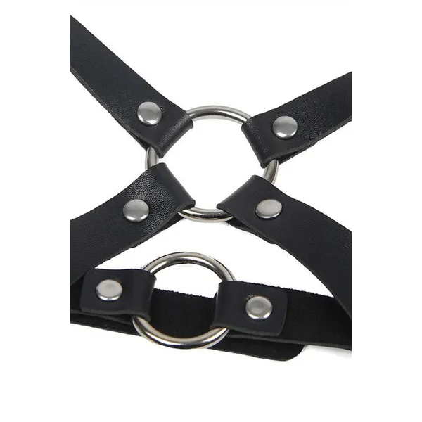 Harnais cuir & anneaux métalliques intégral
